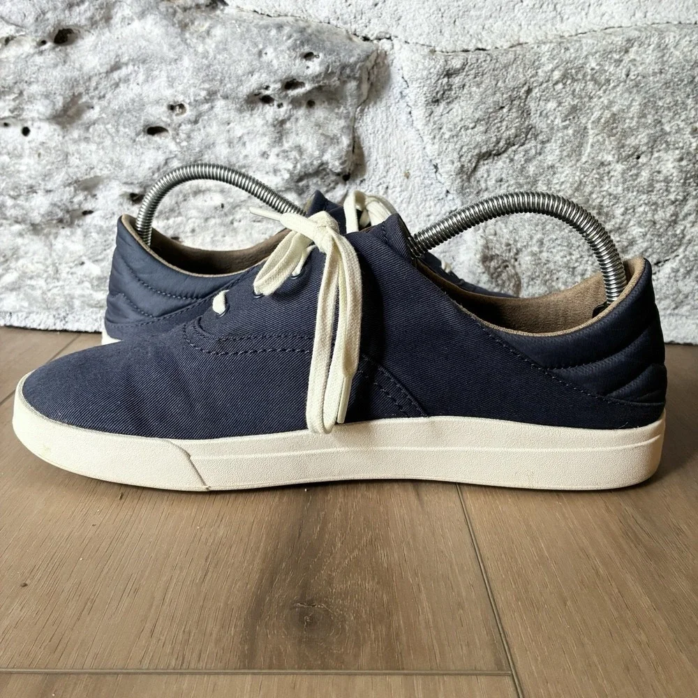 OluKai Kohu Canvas Casual Slip On Lace Up Boat Sneakers Navy Blue Womens 11